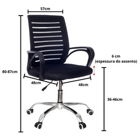 Cadeira de Escritorio com Base Cromada Preta - LCC006